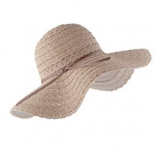Summer Beach Sun Hats for Mujer Wide Brim Foldable Cotton Straw Cap UPF 50+  eb-45011802